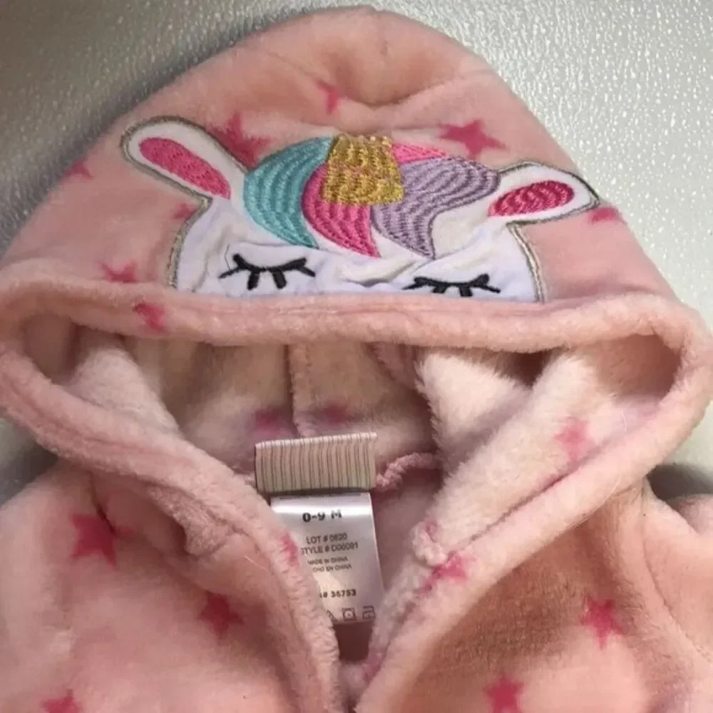 Pastel Pink Unicorn Magic Hooded Plush Robe Star Aesthetic Cozy Core